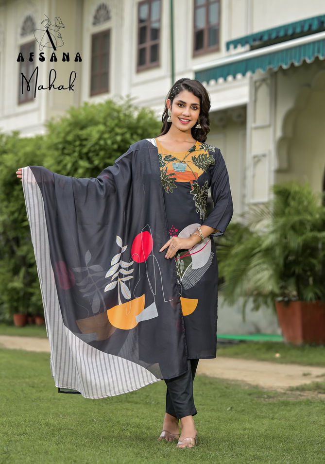 Mahak By Afsana Muslin Digital Printed Kurti With Bottom Dupatta Wholesale Shop In Surat